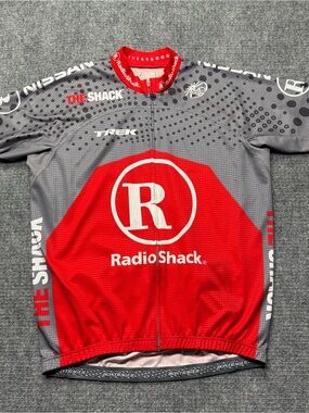 Bontrager Cycling Jersey Mens L Radio Shack Livestrong Trek Big Logo Full Zip